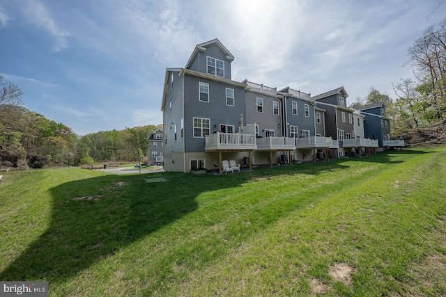 300 Rock Run Cir, Broomall, PA 19008 - back of house with a lawn and a wooden deck