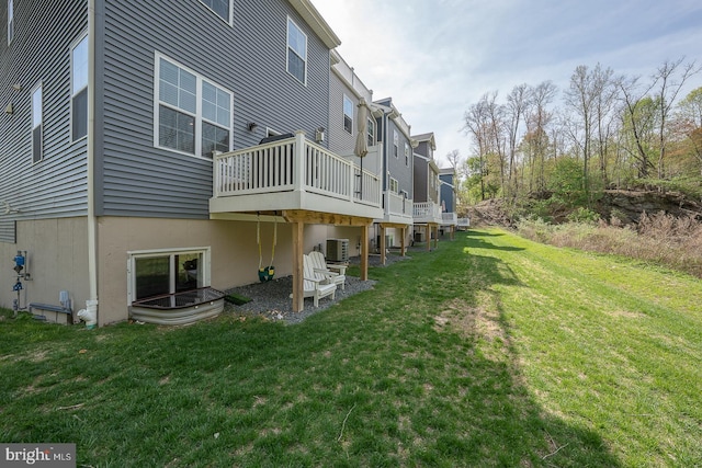 300 Rock Run Cir, Broomall, PA 19008 - rear view of property with central AC, a yard, and a wooden deck