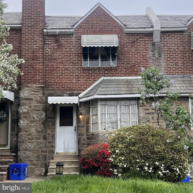 4207 Bleigh Ave, Philadelphia, PA 19136 - exterior space featuring a high end roof, stone siding, and entry steps