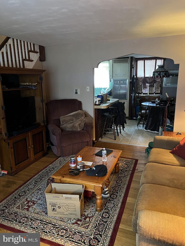 4207 Bleigh Ave, Philadelphia, PA 19136 - living area with stairway and wood finished floors