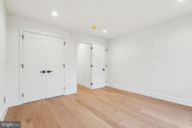 1104 N Bodine St, Philadelphia, PA 19123 - unfurnished bedroom featuring baseboards, recessed lighting, and light wood-style flooring