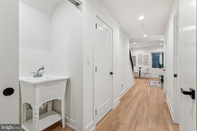 1104 N Bodine St, Philadelphia, PA 19123 - hall with recessed lighting, baseboards, and light wood-type flooring