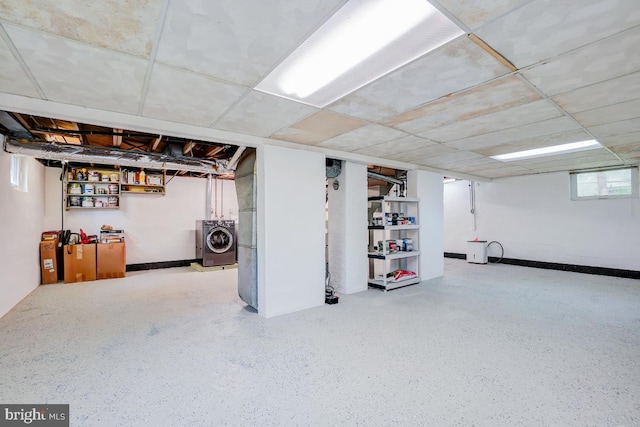 basement featuring washer / dryer