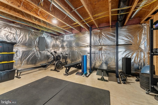 exercise room with electric panel