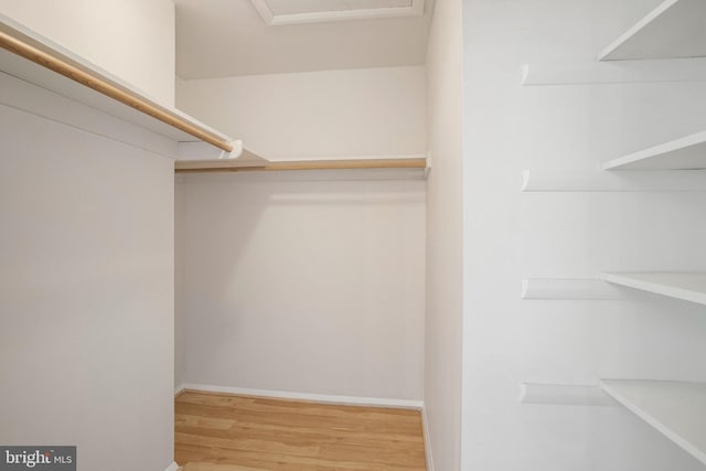 spacious closet with wood finished floors