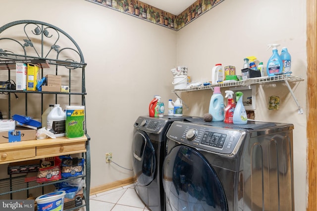 13478 Spruce, King George, VA 22485 - laundry room with separate washer and dryer, tile patterned flooring, and baseboards