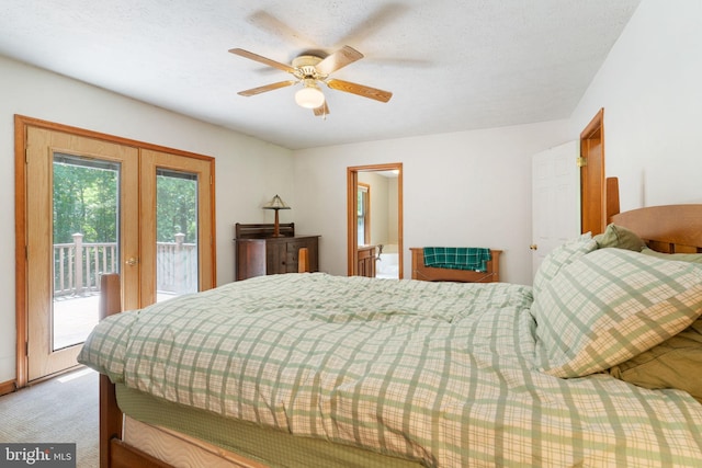 13478 Spruce, King George, VA 22485 - bedroom with access to outside, french doors, light colored carpet, and ceiling fan