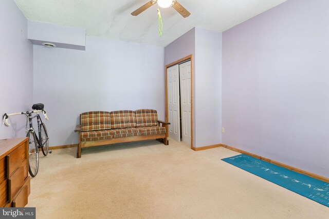 13478 Spruce, King George, VA 22485 - living area with light carpet, ceiling fan, and baseboards