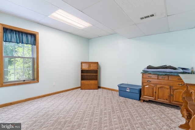 13478 Spruce, King George, VA 22485 - misc room featuring a drop ceiling, light colored carpet, and baseboards