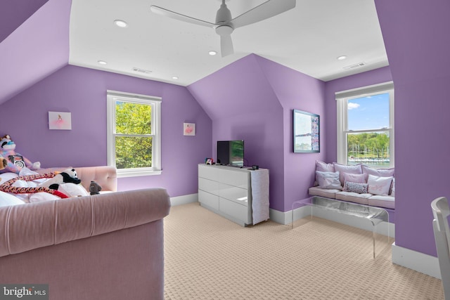 910 Lynch Dr, Arnold, MD 21012 - bedroom with recessed lighting, a ceiling fan, vaulted ceiling, and carpet flooring