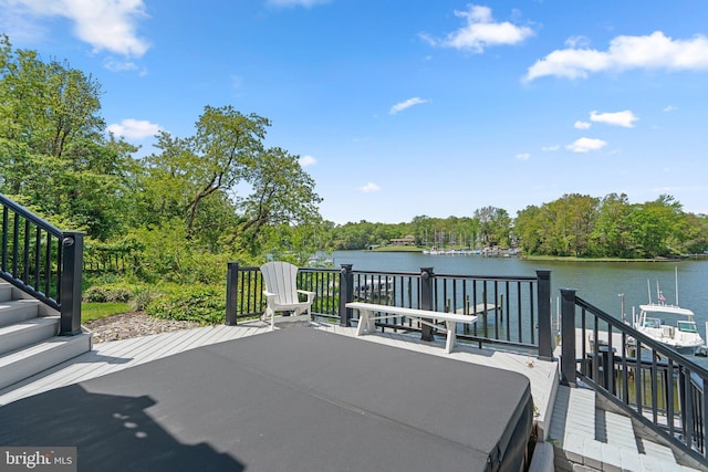 910 Lynch Dr, Arnold, MD 21012 - view of patio / terrace featuring a water view and stairway