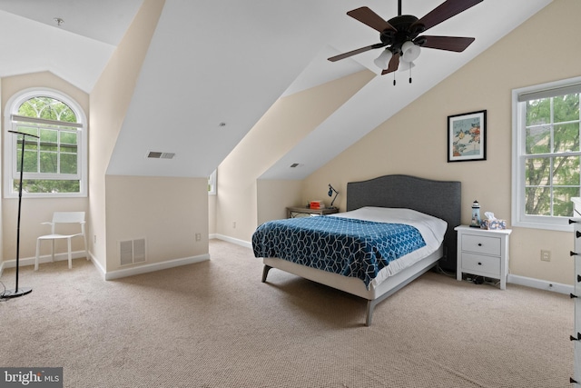 8878 Ashgrove House Ln, Vienna, VA 22182 - bedroom featuring visible vents, carpet, and vaulted ceiling