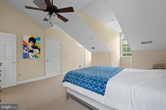 8878 Ashgrove House Ln, Vienna, VA 22182 - carpeted bedroom with ceiling fan, lofted ceiling, baseboards, and visible vents