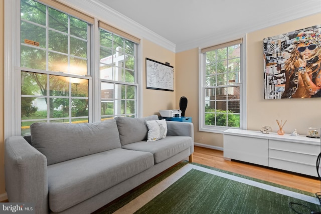 8878 Ashgrove House Ln, Vienna, VA 22182 - living area featuring wood finished floors, baseboards, and ornamental molding