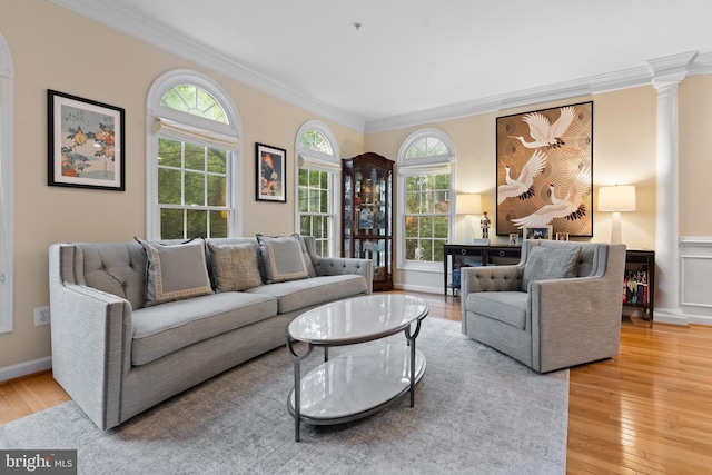 8878 Ashgrove House Ln, Vienna, VA 22182 - living room with crown molding and light wood-style floors