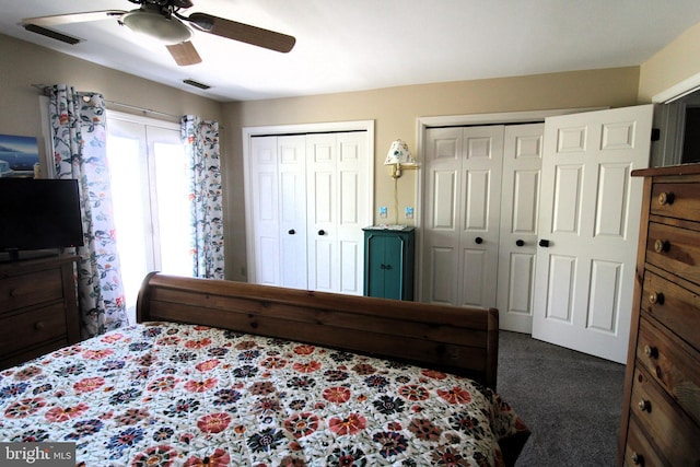 646 River Oak Ct Unit A-8Bs, Salisbury, MD 21801 - carpeted bedroom featuring multiple closets and ceiling fan