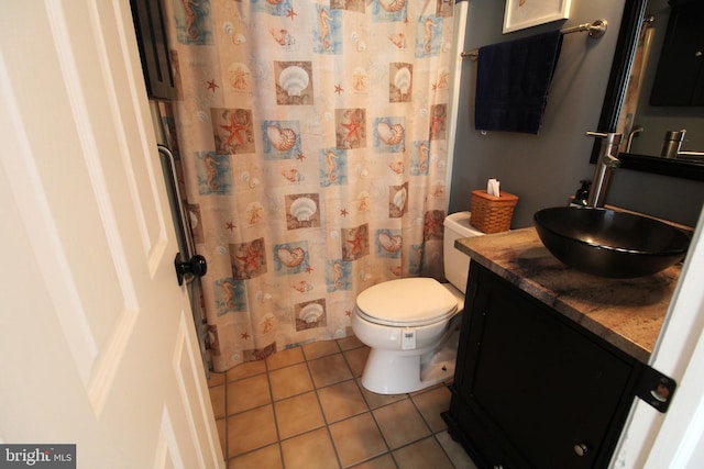 646 River Oak Ct Unit A-8Bs, Salisbury, MD 21801 - bathroom with tile patterned floors, toilet, vanity, and a shower with shower curtain
