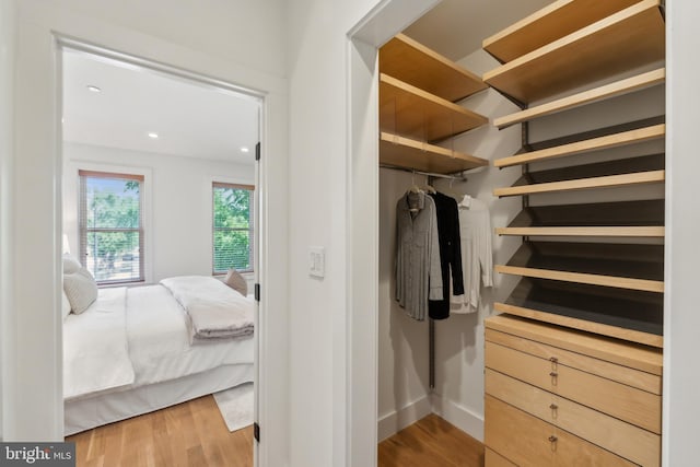 spacious closet with wood finished floors