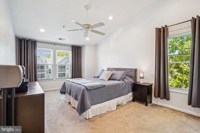 7524 Snowpea Ct Unit 9, Alexandria, VA 22306 - bedroom with carpet floors, visible vents, baseboards, ceiling fan, and recessed lighting
