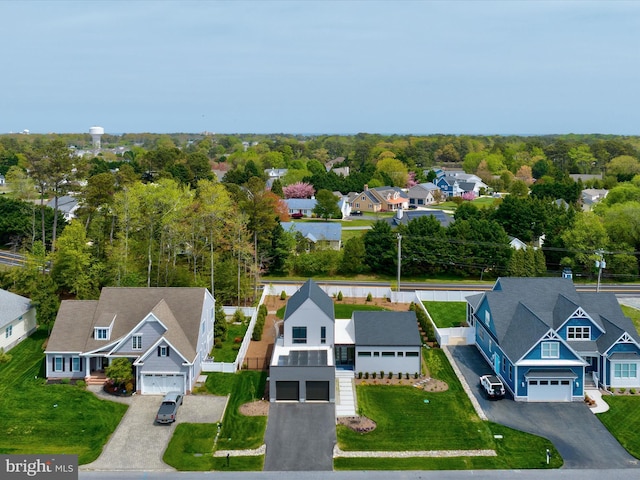 aerial view with a residential view