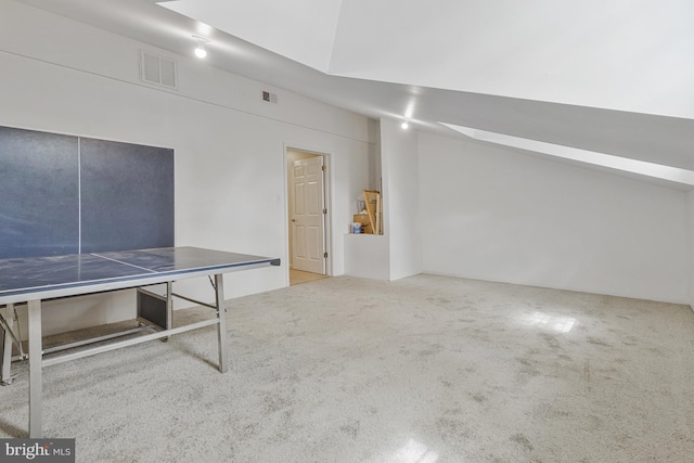 interior space featuring visible vents and carpet