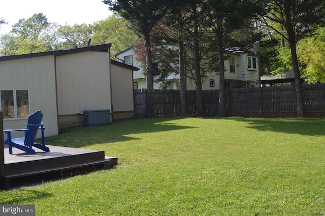 11801 Cherry Grove Dr, Gaithersburg, MD 20878 - view of yard featuring fence, cooling unit, and a deck