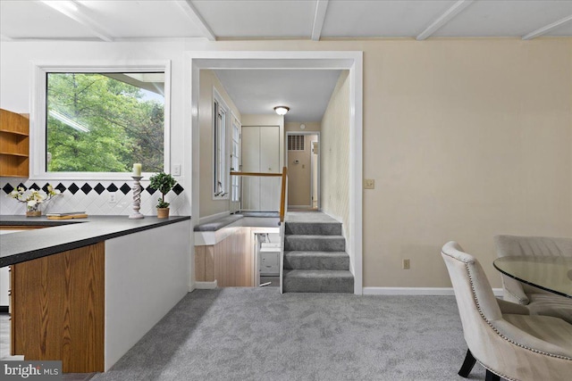 11801 Cherry Grove Dr, Gaithersburg, MD 20878 - dining room featuring stairs and carpet