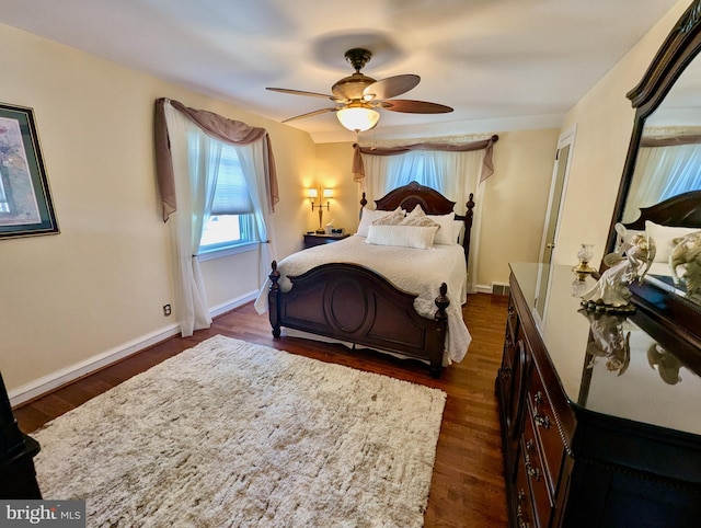 460 Burmont Rd, Drexel Hill, PA 19026 - bedroom featuring baseboards, ceiling fan, and dark wood-type flooring