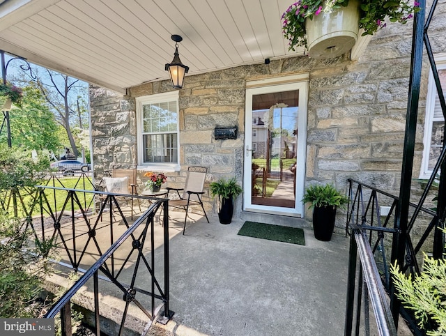 460 Burmont Rd, Drexel Hill, PA 19026 - exterior space featuring a patio and stone siding