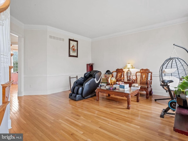 17 Grant Dr, Cream Ridge, NJ 08514 - sitting room featuring light wood-style floors, ornamental molding, and baseboards