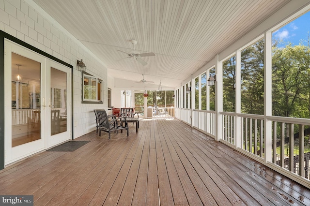 2812 Pheasant Ln, Clarksburg, MD 20871 - sunroom featuring ceiling fan and french doors