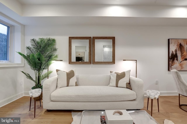 living room featuring baseboards and wood finished floors