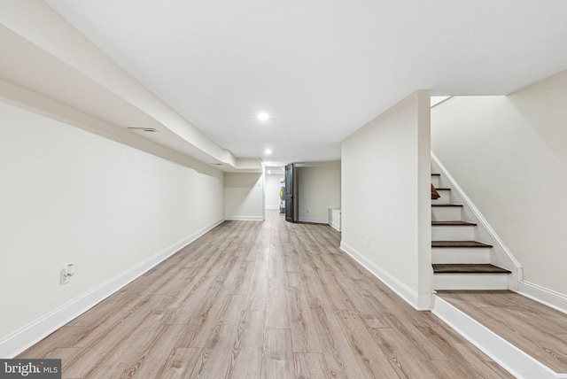 1107 S Divinity St, Philadelphia, PA 19143 - finished basement with recessed lighting, baseboards, stairway, and light wood-type flooring