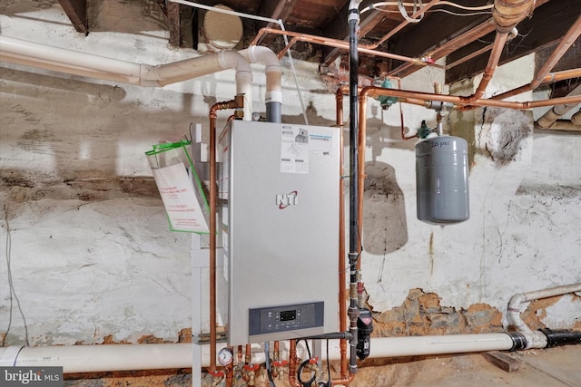 utility room with water heater
