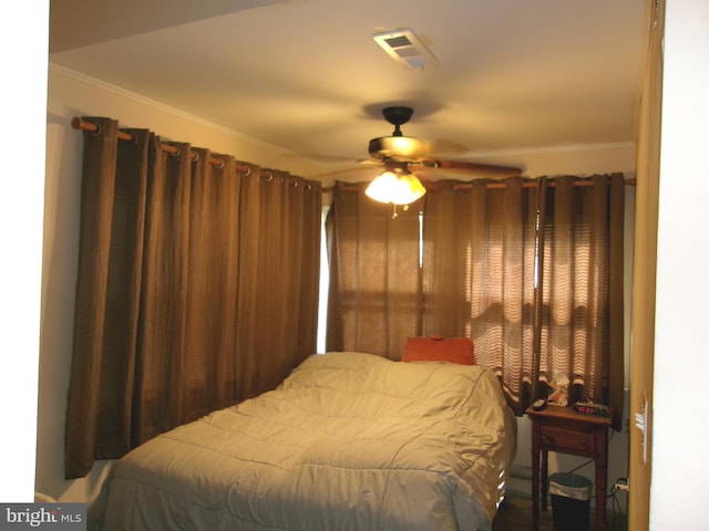 8807 Fearne Ave, Baltimore, MD 21234 - bedroom with crown molding, ceiling fan, and visible vents