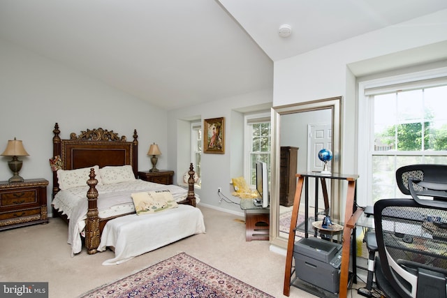 4024 Nicholas Ct, Fairfax, VA 22033 - carpeted bedroom featuring multiple windows, lofted ceiling, and an office area