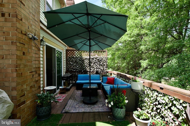 4024 Nicholas Ct, Fairfax, VA 22033 - view of wooden balcony featuring a wooden deck and an outdoor hangout area