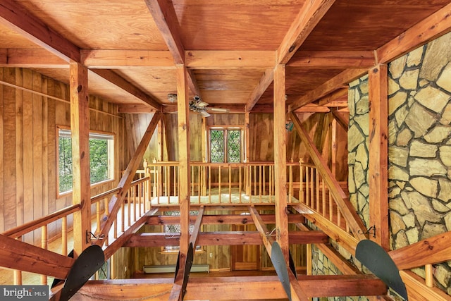 interior space featuring wood ceiling and wood finished floors