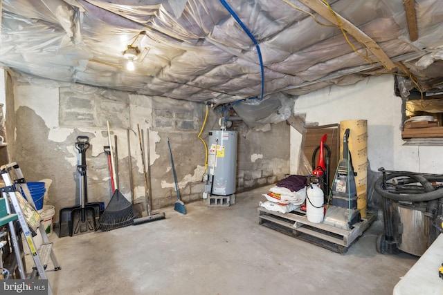 unfinished below grade area with gas water heater