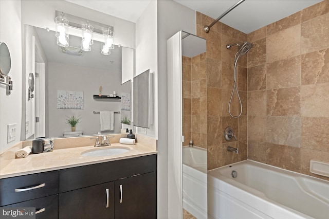 full bathroom with bathing tub / shower combination, vanity, and toilet