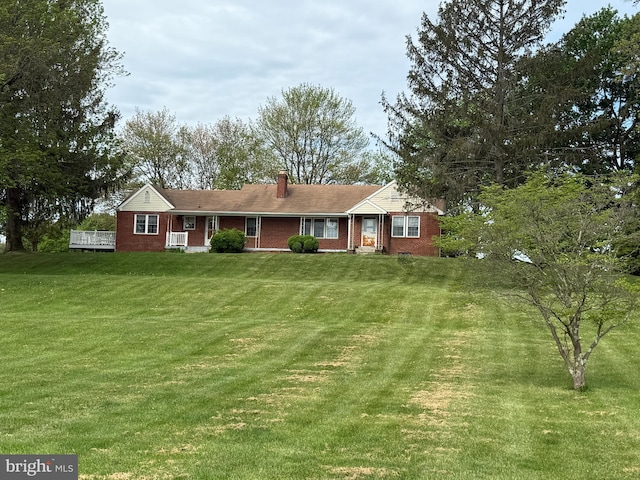 8600 Gue Rd, Damascus, MD 20872 - single story home with brick siding, a chimney, and a front yard