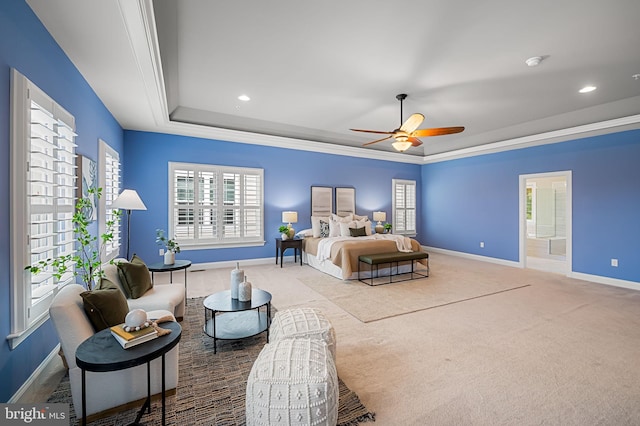 6354 Islington St, Middle River, MD 21220 - bedroom with a raised ceiling, baseboards, multiple windows, carpet flooring, and ornamental molding