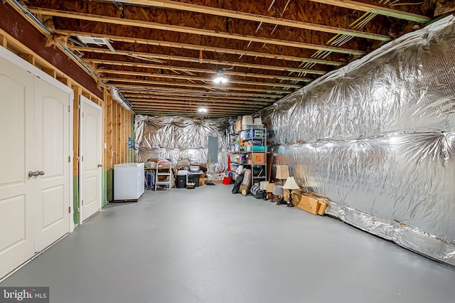 6354 Islington St, Middle River, MD 21220 - unfinished basement featuring electric panel and refrigerator