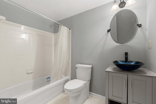 12850 Salmon Run Ct, Manassas, VA 20112 - full bathroom featuring vanity, toilet, shower / bathtub combination with curtain, and tile patterned flooring