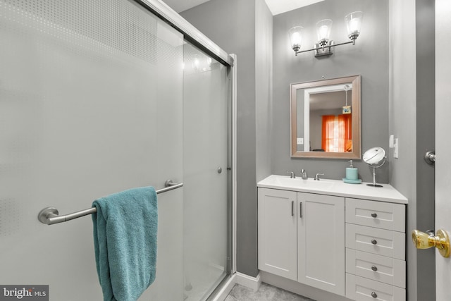 full bath with vanity and a stall shower