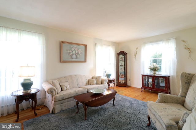 living area with light wood-style floors
