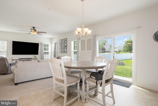 489 Beards Hill Rd, Aberdeen, MD 21001 - dining space with a chandelier and a ceiling fan