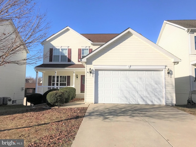 3 Hot Springs Way, Stafford, VA 22554 - traditional-style home with a garage, covered porch, driveway, and cooling unit