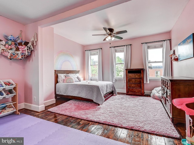 2122 E Lombard St E, Baltimore, MD 21231 - bedroom with hardwood / wood-style flooring and ceiling fan