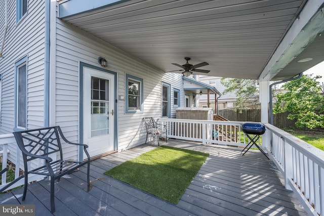 322-324 Washington Ave, Laurel Springs, NJ 08021 - deck featuring fence and a ceiling fan